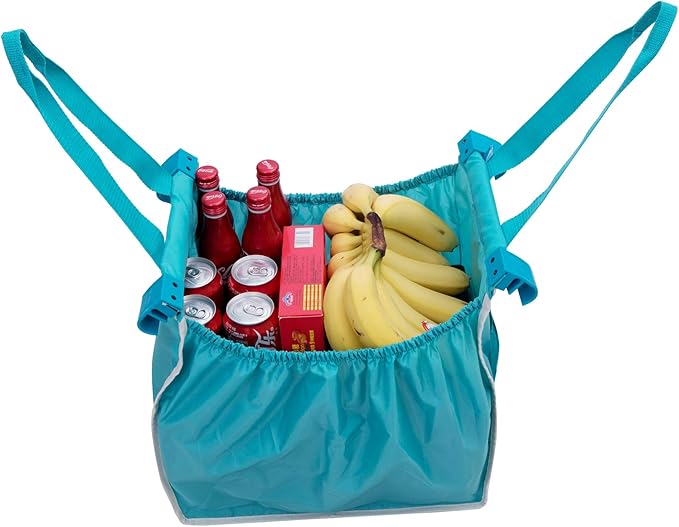 Handy Sandy 3-Pack Reusable Grocery Cart Bags – Foldable Shopping Organizers with Universal Cart Clips, PE Board Base