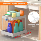 Expandable Under Sink Organizers and Storage,Width Adjustable (14.9-23.6IN),No Drill 2-Tier Pull Out Under Cabinet Organizer 