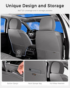 Huidasource Gray Front Seat Covers, Car Seat Covers Front Seats Nappa Leather, Side Elastic Fabric, Compatible with Airbags, 