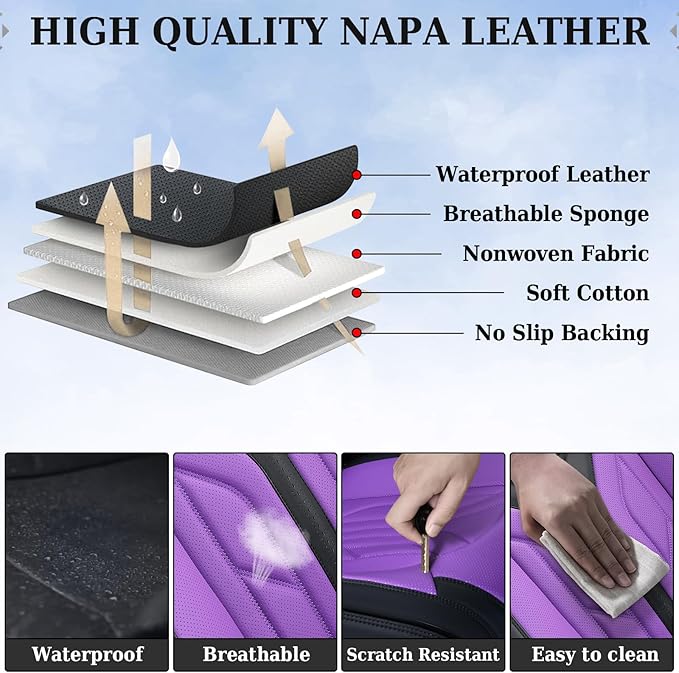 Coverado Front Seat Covers, Leather Seat Covers for Cars, Car Seat Covers Front Seats, Automotive Seat Covers Car Seat Protec