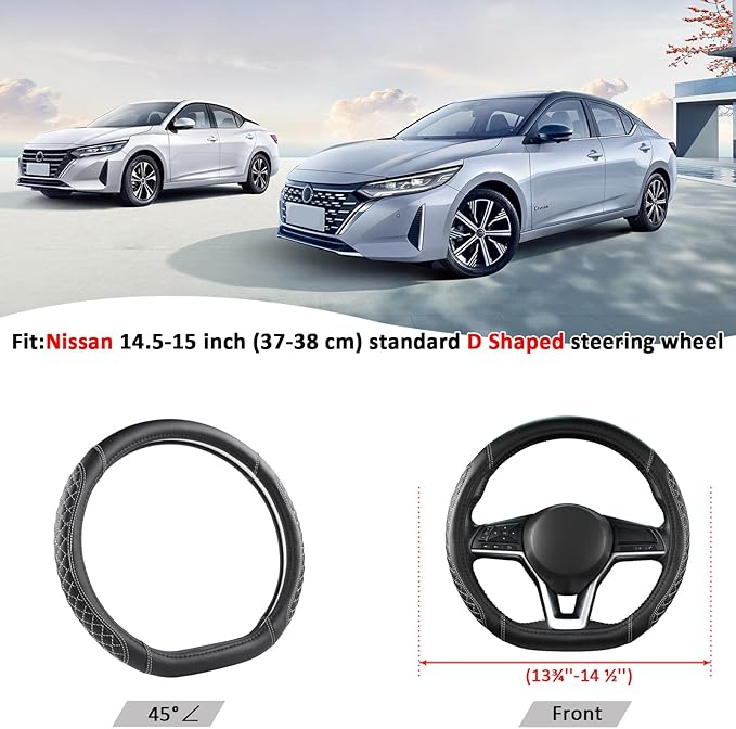 West Llama Flat Bottom Car Steering Wheel Cover for Nissan,D Shaped Steering Wheel Cover for Rogue,Altima,Kicks (Diamond Quil
