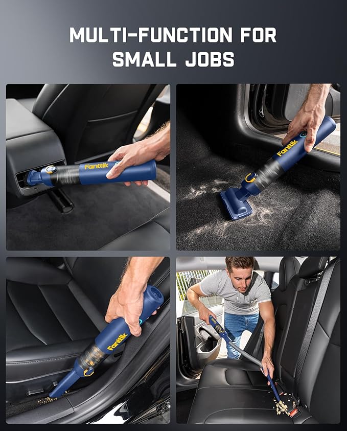 Fanttik Slim V8 APEX Car Vacuum, 4-in-1 Portable Mini Cordless Vacuum with 19000pa Suction Power, Type-C Charge, 2 Suction Mo