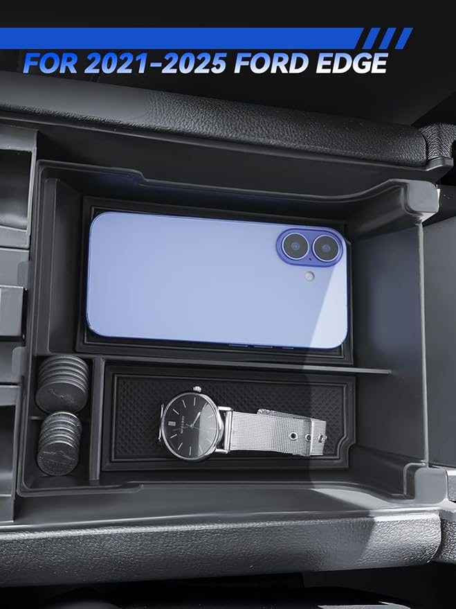 for Ford Edge Center Console Organizer Ford Edge 2021-2024 2025 Accessories Armrest Tray Middle Storage Box Insert Container Durable ABS Plastic