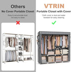 VTRIN Portable Closet for Hanging Clothes 67 Inch Wide Large Capacity Portable Wardrobe Closet with Cover, 4 Storage Shelves 