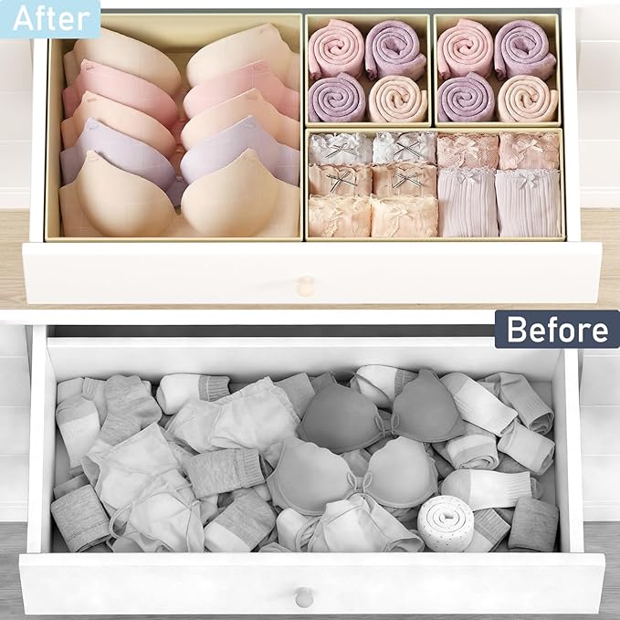 DIMJ Drawer Organizer Clothes Storage - 24 Pack Baby Dresser Organizer for Nursery Closet Organization, Fabric Drawer Organiz