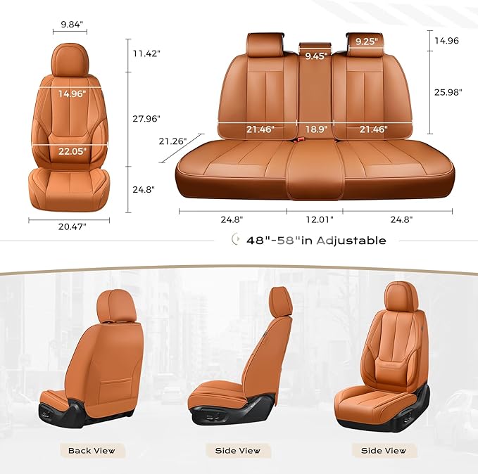 Coverado Seat Covers, Car Seat Covers Full Set, Leather Seat Covers for Cars, Car Seat Protector, Orange Car Seat Covers Fron