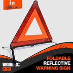 Warning Safety Triangle Kit, Emergency Roadside Warning Reflective Triangle 2 Packs with 1 LED Road Flare Light, Foldable wit