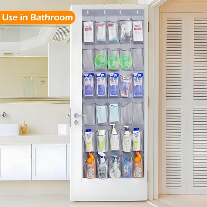 MISSLO 35 Large Pockets Over The Door Shoe Organizer Sturdy Oxford Fabric Hanging Shoe Rack for Door Mesh Closet Shoe Holder 
