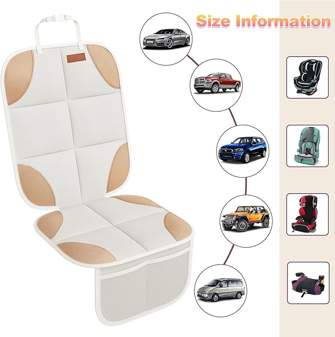 SMART ELF Car Seat Protector, 2Pack Seat Protector Protect Child Seats with Thickest Padding and Non-Slip Backing Mesh Pocket