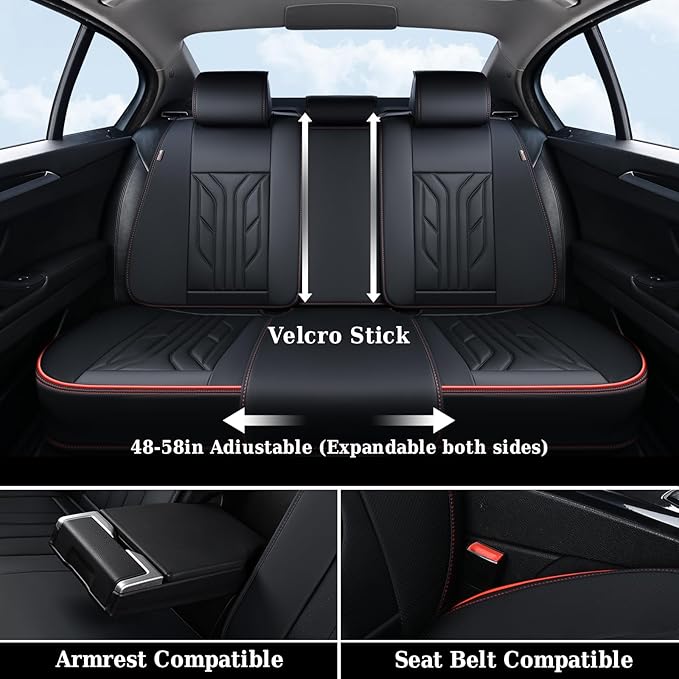 Coverado Front Car Seat Covers, 2Pcs Leather Seat Covers for Cars, Car Seat Protector Front Seats Only Auto Car Accessories F