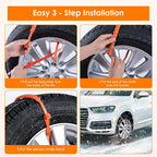 Qoosea Snow Chains Tire Chains for Car, Trucks, SUV 12 Pieces Universal Thickened Manganese Steel Emergency Snow Tire Chains,
