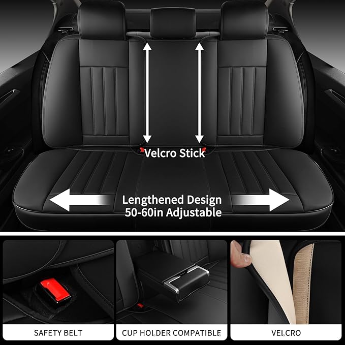 Car Seat Covers Full Set, Leather Seat Cover for Cars, 5 Seats Waterproof Automotive Seat Covers Fit Toyota Rav4 Camry Coroll