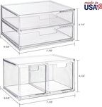 STORi Chloe Space-Saving Clear Drawer Organizer (4 Drawer Set) Sort Office, Kitchen, Beauty Supplies, Makeup, Pens, Jewelry, 