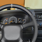 MEWANT Hand Stitch Embossed Faux Leather PU Carbon Fiber Steering Wheel Cover for Chevy Silverado 1500 Astro Blazer C/K