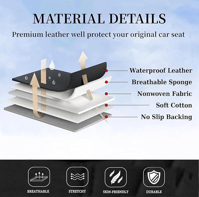 Coverado 9912 Car Seat Covers Full Set, Front Seat Cover and Back Seat Covers for Cars, Faux Leather Waterproof Seat Covers, 