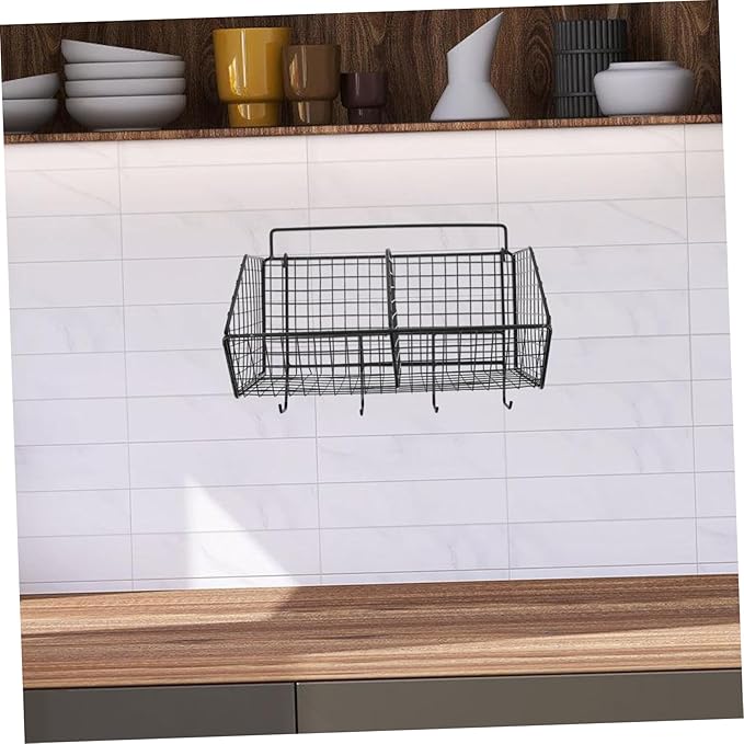 Amosfun Kitchen Wall Organizer Wire Basket for Fruits and Vegetables Divided Storage Rack Space Saving Design for Kitchen Sea