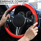 Cxtiy Steering Wheel Cover for BMW X1 X2 X3 X4 X5 X6 330i 530i 740i iX1 iX3 i4 i5 M3 M5 (Red, Standardized(14.5'-15'))