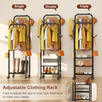 Furologee Clothing Racks for Hanging Clothes, Portable Rolling Garment Rack, Sturdy Metal Freestanding Clothes Rack with Whee