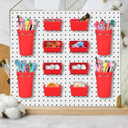 Yookeer 20 Pcs Pegboard Bins and Cups with Hooks and Loops Peg Assortment Organizer Accessories Various Tool Organizer Pegboa