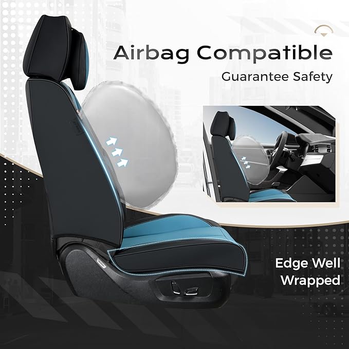 Coverado Seat Covers Full Set, Seat Covers for Cars, 5 Seats Waterproof Nappa Leather Car Seat Covers with Head Pillow, Seat 