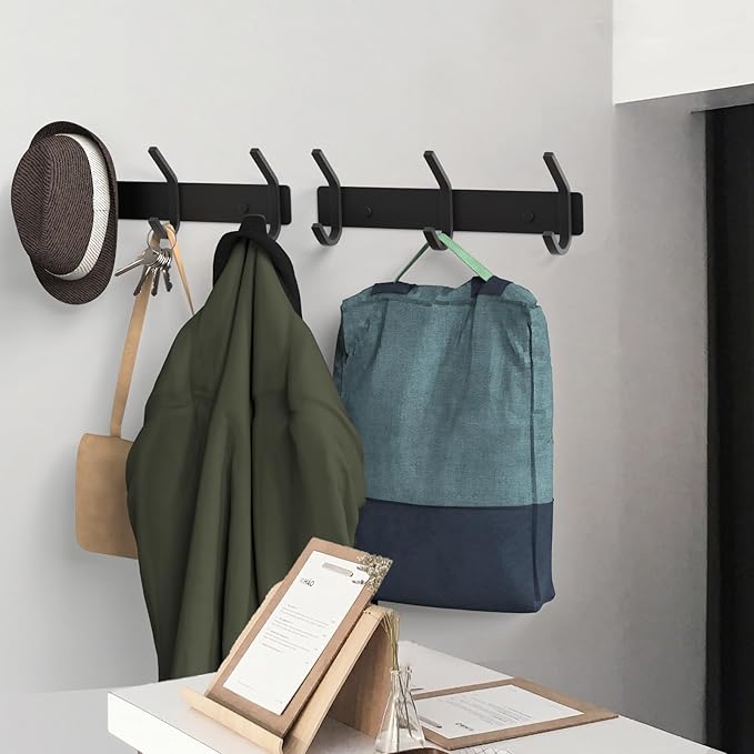 VAEHOLD 2PACK Coat Hooks Wall Hook for Hanging Clothes Robes Towels Hats Heavy Duty Coat Hanger Coat Rack Wall Mount with 3 H