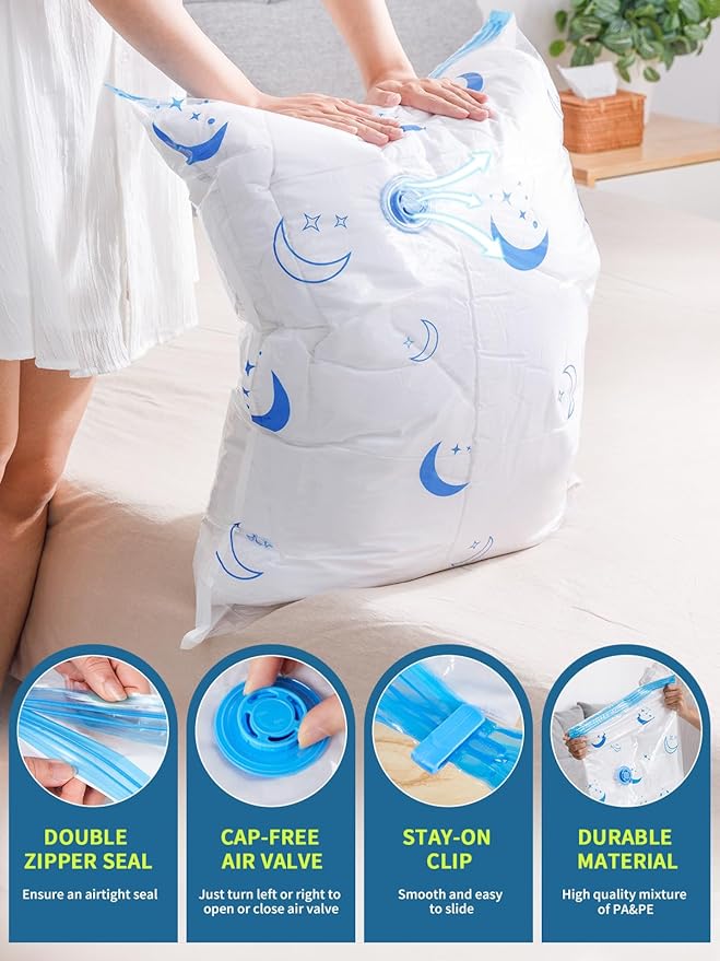 Vacuum Storage Bags with Electric Air Pump, 20 Pack (4 Jumbo, 4 Large, 4 Medium, 4 Small, 4 Roll Up Bags) Space Saving Bag fo