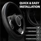 NBTEPEM 6 PCS Car Steering Wheel Cover Set, Microfiber Leather Steering Wheel Covers Universal 14.5-15 inch, Center Console Cover, Seat Belt Cushion, Cup Holder Coaster, Car Accessories Set Black