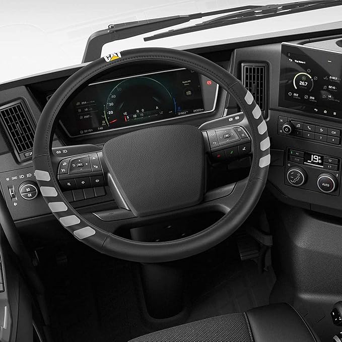Cat® UltraSport Faux Black Leather Semi Truck Steering Wheel Cover, Fits RV and Big Rig Trucker, Steering Wheel Cover for Trucks 18 Wheeler - X-Large 17.5" - 18" Inches