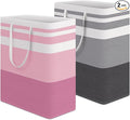 HomeHacks 2 Pack Large Laundry Baskets, Waterproof, Freestanding Laundry Hampers, Collapsible Clothes Hamper with Reinforced 