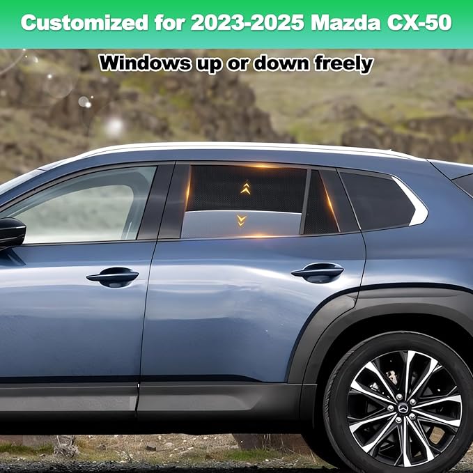 Car Window Shades for 2023-2025 CX50 - Rear Side Window Sun Shade for Baby, Breathable Mesh Car Privacy Window Covers, UV Protection and Heat Insulation for Road Trips, Napping, Camping
