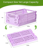 HUUSMOT 4-Pack Small Pastel Plastic Storage Baskets, Collapsible Crates for Organizing, Space-Saving Mini Bins for Classroom,