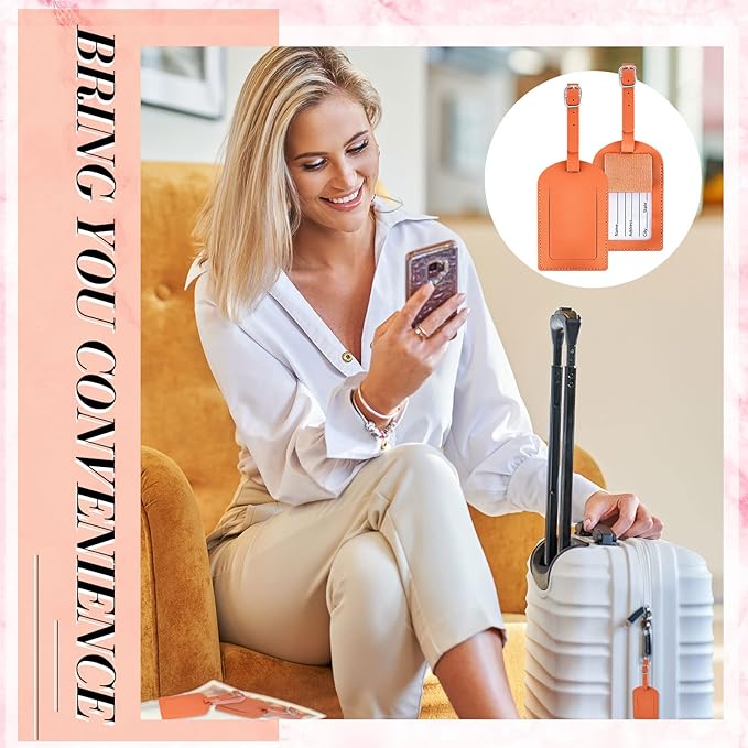 Dunzy 30 Pieces Leather Luggage Tag Women Identifiers Travel Suitcase Tags for Luggage Travel Backpack Bag Wedding Favors Wom