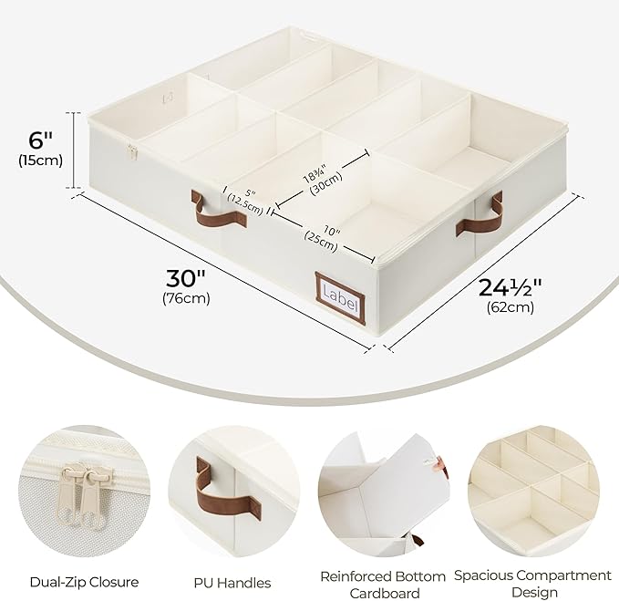 StorageWorks Under Bed Shoe Storage for Closet, 2-Pack Ultra-thick Fabric Shoe Organizer, Collapsible Shoes Containers with B