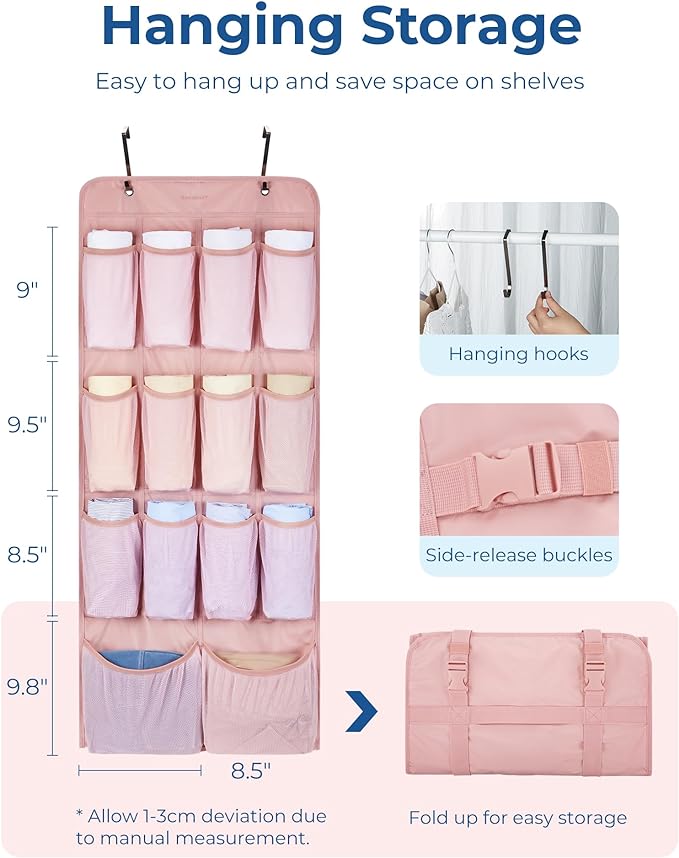 BAGSMART Hanging Compression Packing Cubes for Closet Organizers And Storage, 6 Set Suitcase Organizer Bags Set, Cruise Trave