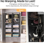 ALLTIDYUP Grey 5-Tier Hanging Closet Storage Organizer - Space-Saving Dual-Row Foldable Shelves with 3 Hooks, Wardrobe Organi