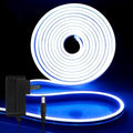 iNextStation 12V Blue LED Strip Lights 16.4FT, Flexible Silicone Neon Rope Light with Power Adapter, Waterproof, Cuttable, Dimmable & Linkable, LED Lights Strip for Bedroom, Kitchen(with Plug)