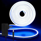 iNextStation 12V Blue LED Strip Lights 16.4FT, Flexible Silicone Neon Rope Light with Power Adapter, Waterproof, Cuttable, Dimmable & Linkable, LED Lights Strip for Bedroom, Kitchen(with Plug)