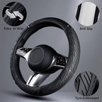 CAR PASS Leather Rubber Steering Wheel Covers Set,Heavy Duty Steering Wheel Covers&Mobile Phone Holder, Tire Tread Pattern Design,Non-Slip Wear-Resistant,Suitable for Steering Wheel 14 1/2”-15”Black