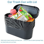 Kitbest Car Trash Can Bin with Lid, 60 pcs Trash Bags and 2 pcs Car Hooks. Mini Car Garbage Can, Dustbin Can Organizer Storage for Front Back Seat Accessories for Car Office Home