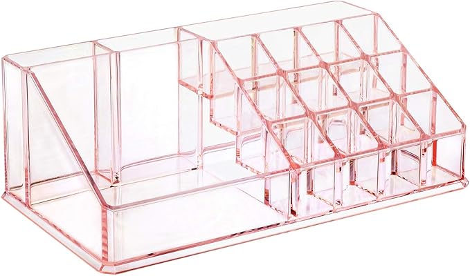 Ikee Design Pink Jewelry & Cosmetic Storage Display Boxes Two Pieces Set, Pink Cosmetic Jewelry Organizer Makeup Holder, Orga