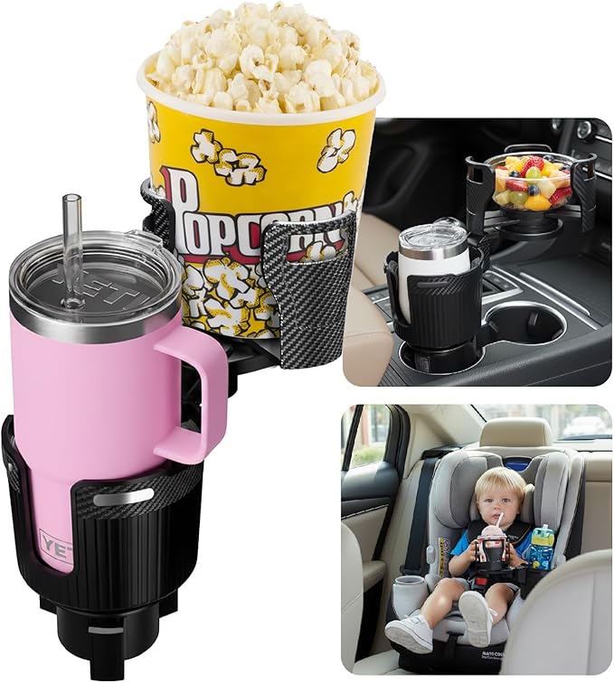 Car Cup Holder Expander, 2 in 1 Extra Cup Holder for Car, Double Automotive Holder Extender Adapter, Compatible with Hydro Flask, Yeti, Nalgene, 32/40 oz Large Bottles Drinks Mugs, OtterVerz 11