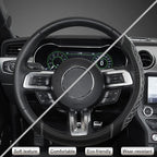 West Llama Car Steering Wheel Cover for Ford Escape,Explorer,Fusion,Focus,Bronco,Transit,Edge(Diamond Quilted - Black+Gray- S