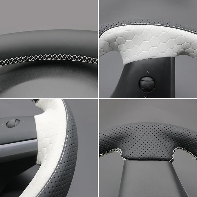 MEWANT Hand Stitched Steering Wheel Cover for Tesla Model 3 2017-2023 / Model Y 2020-2023 Accessories