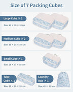 Narwey 7 Set Floral Packing Cubes for Travel Carry on Suitcase Luggage Organizer Bags for Kids Women Men, Durable Packing Org