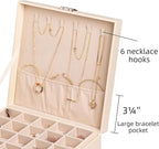 Frebeauty Earring Organizer Classic Jewelry Box 50 Slots Double Layer Jewelry Storage Case with 6 Necklace Hook and Bracelet 