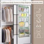 18 Pockets Over the Door Organizer with 4 Kind Pockets,Behind Door Shoes Rack,Back of Closet Storage Organization for Socks,H