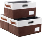 PRANDOM Foldable Storage Bins with Handles [3-Pack] Fabric Collapsible Storage Boxes Baskets Cubes Containers with Handles fo