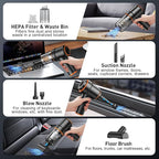KMM Handheld Car Vacuum Cleaner, 9000PA Vacuum Cleaner & Air Duster, 120W High Power Vacuum Portable Cordless, Hand Held Vacu