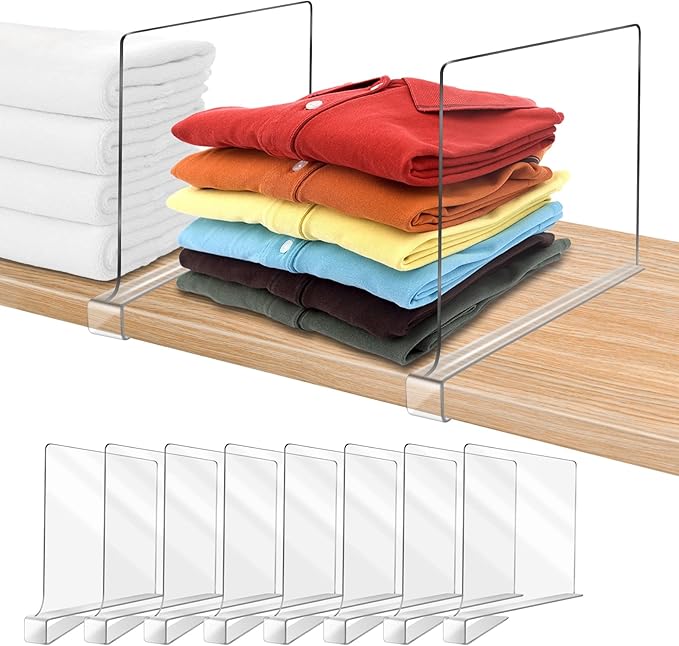 Acrylic Shelf Dividers for Closet Organization 8PCS Closet Shelf Divider Closet Dividers for Shelves Shelf Organizer for Clos