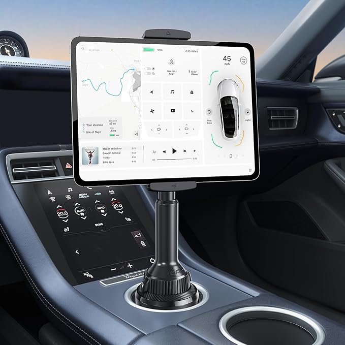 APPS2Car Tablet Holder for Car, Cup Holder Tablet Mount for Truck, Height Adjustable iPad Car Holder with 9.9" Wide Clamp for 4.7-13" iPad Pro Air Mini, Galaxy Tab, iPhone, Cell Phone